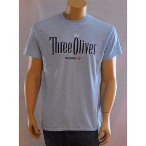 Three Olives Vodka T Shirt Light Blue Cotton Medium Drink